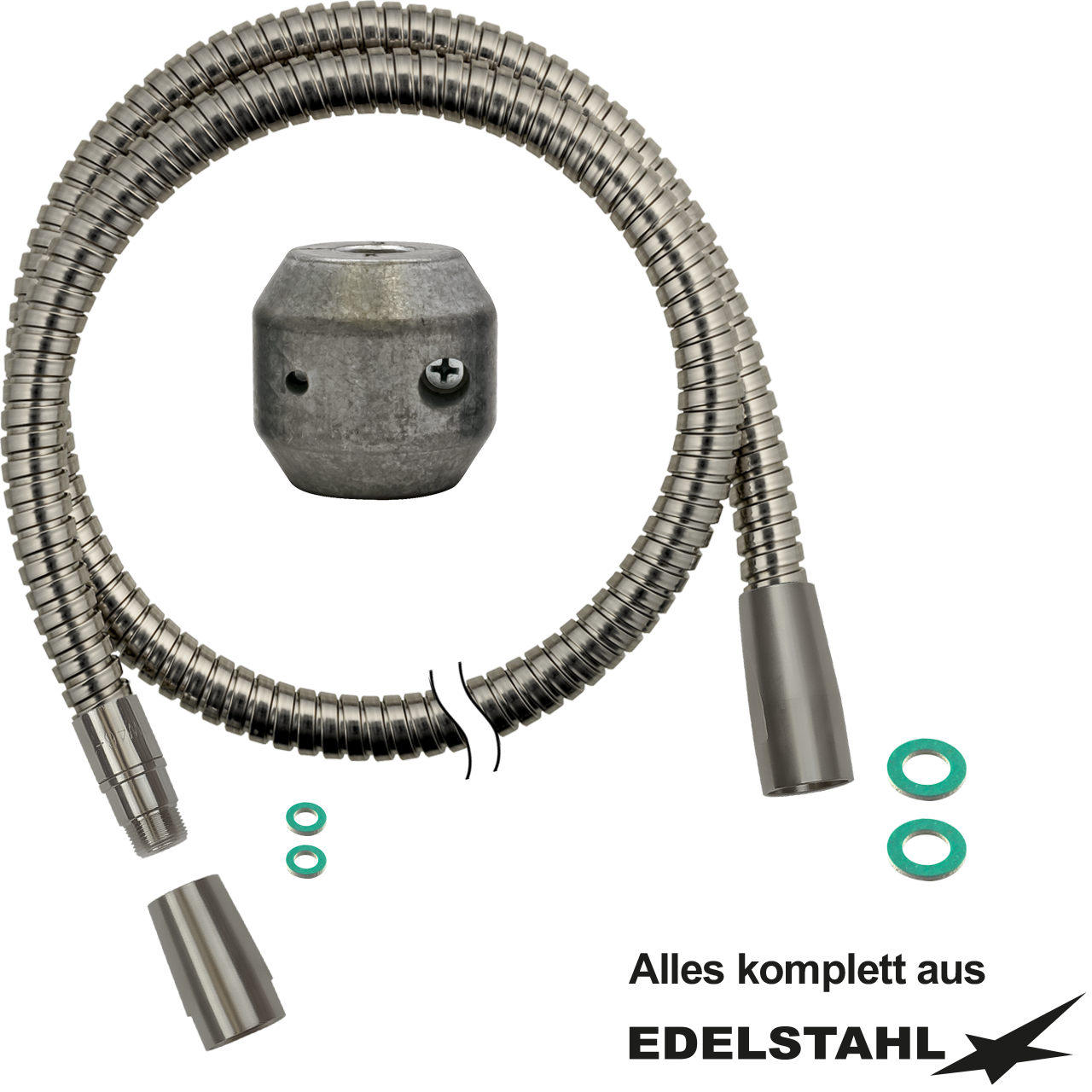 Edelstahlschlauch 2x 1/2" IG 2-tlg. 3,0m