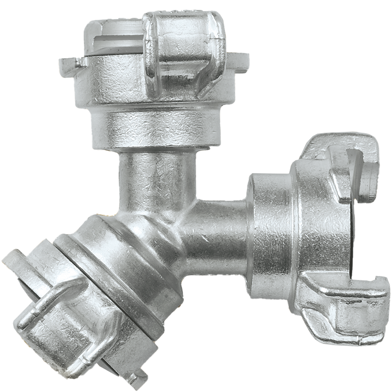 GEKA Krallen-Kupplung Y-Verteiler mit Gummidichtung Messing verchromt