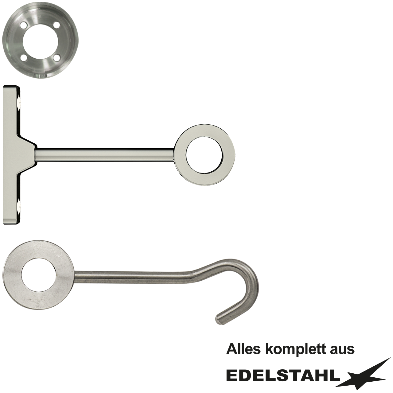 profi Federhalter, 1 Stangen-Wandhalter, Brausehaken V2A Set