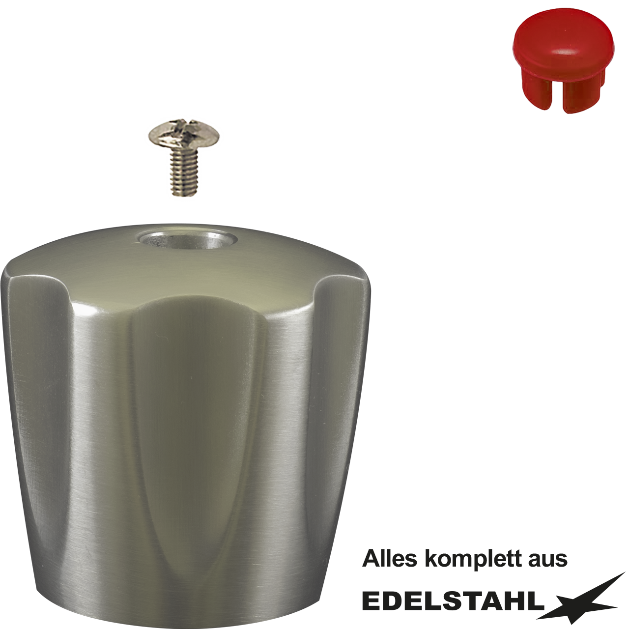 6-kant-Metallgriff-Set kompl. aus Edelstahl warm