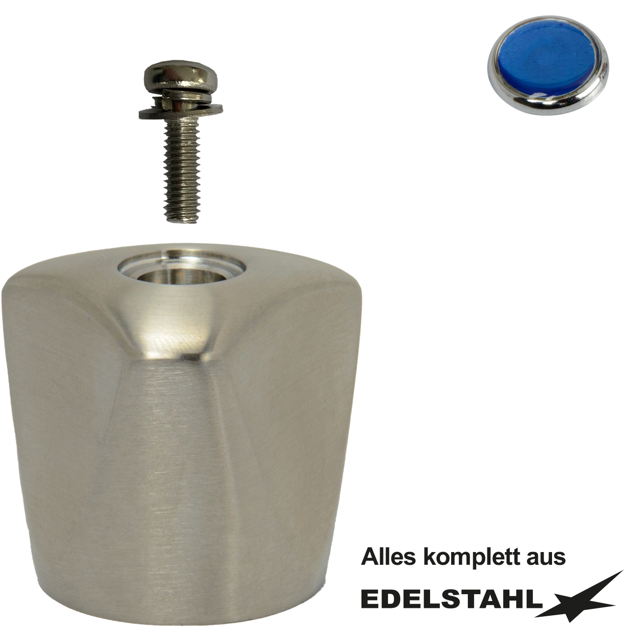 3-kant-Metallgriff-Set kompl. aus Edelstahl kalt