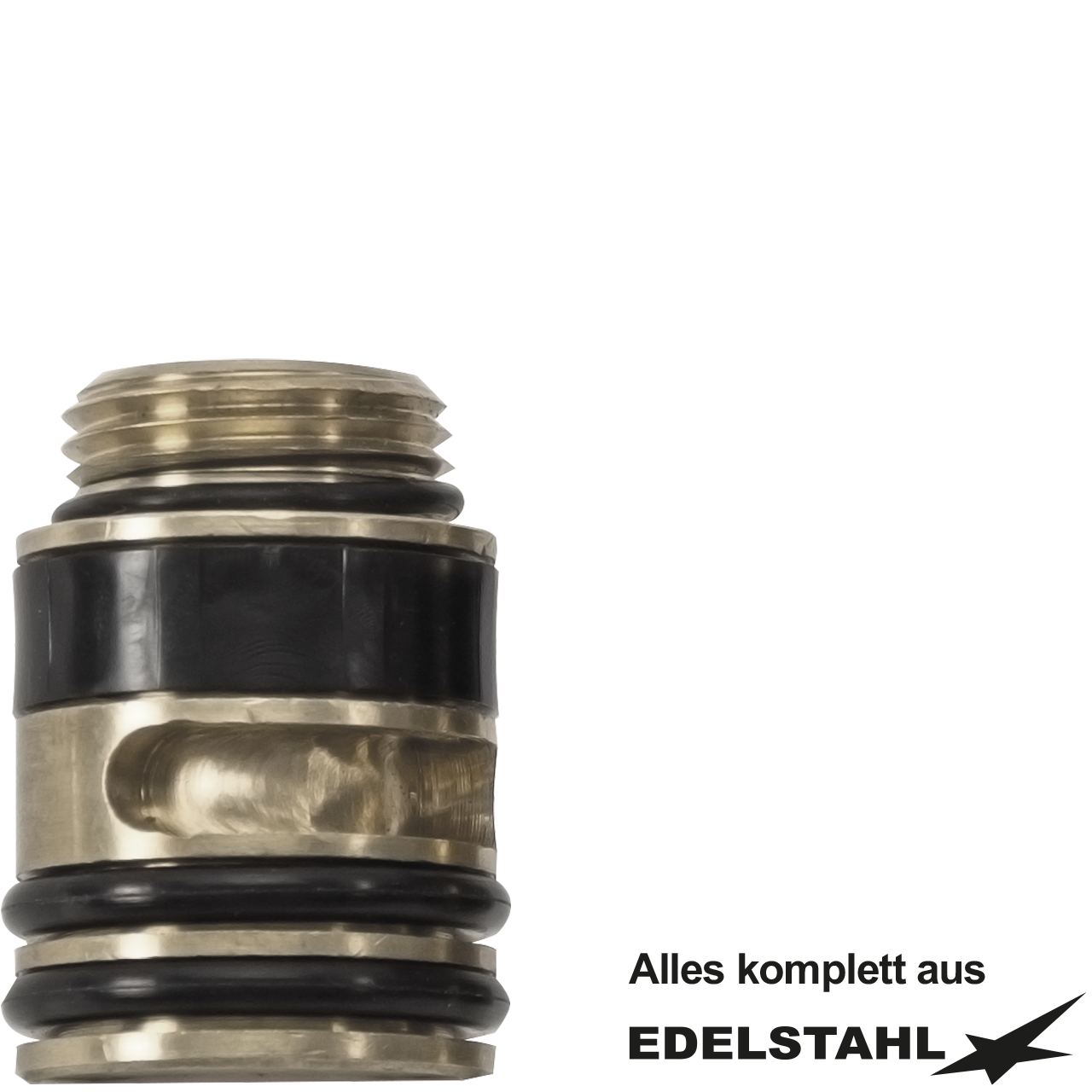 Aufnahmenippel zu Auslauf X34. - A,C,K,M 90° Ø20,3 x 3/8" AG mit Gleitring und O-Ringe - V2A