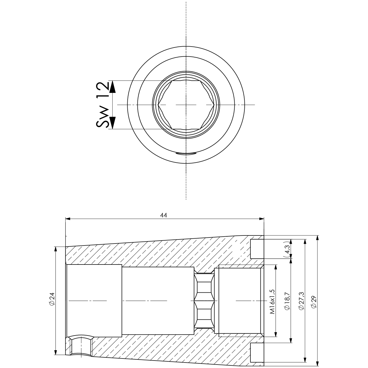 Brausekopf-Adpater für Brausegriff ohne Absperrung steckbar x M16 IG