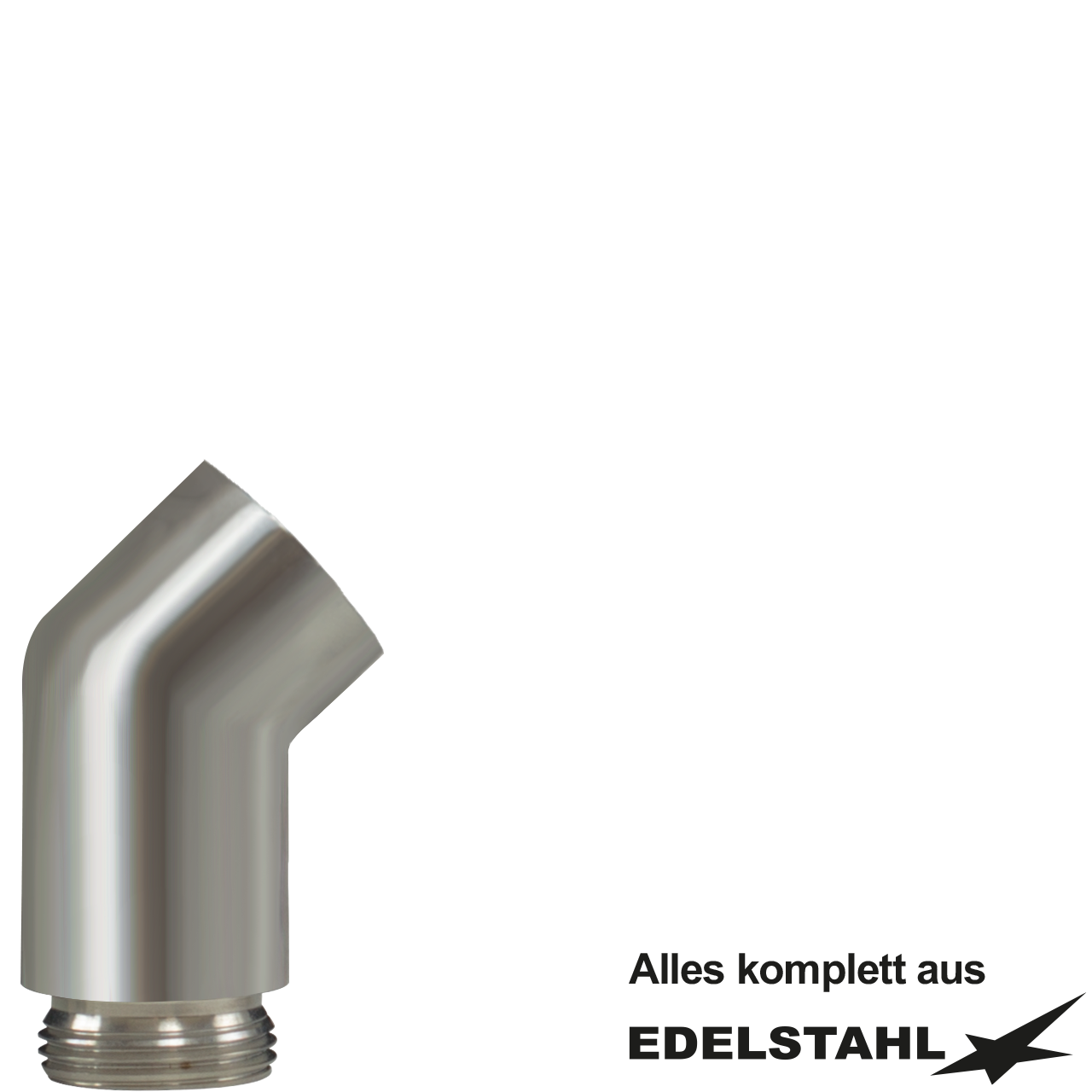 Brausekopf-Adapter 1/2" IG x 1/2" AG - 45° Edelstahl