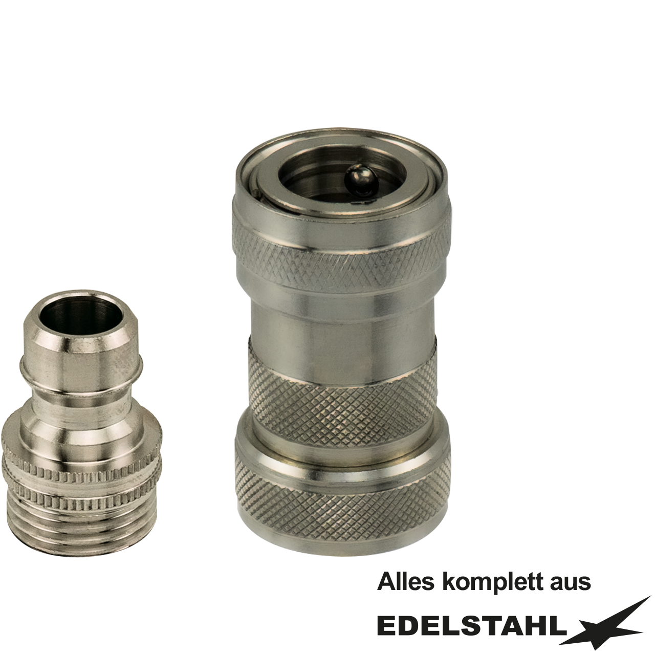 Kupplungsstecker 1/2" IG und Kupplungsdose 3/4" IG selbstschließend