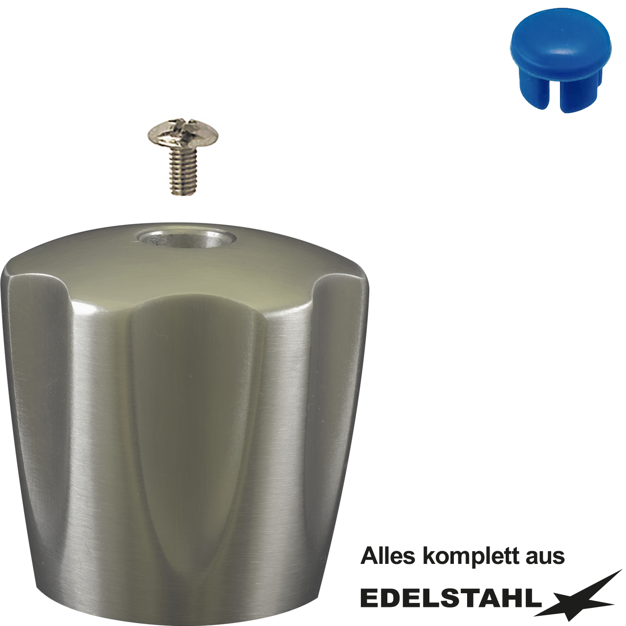 6-kant-Metallgriff-Set kompl. aus Edelstahl kalt