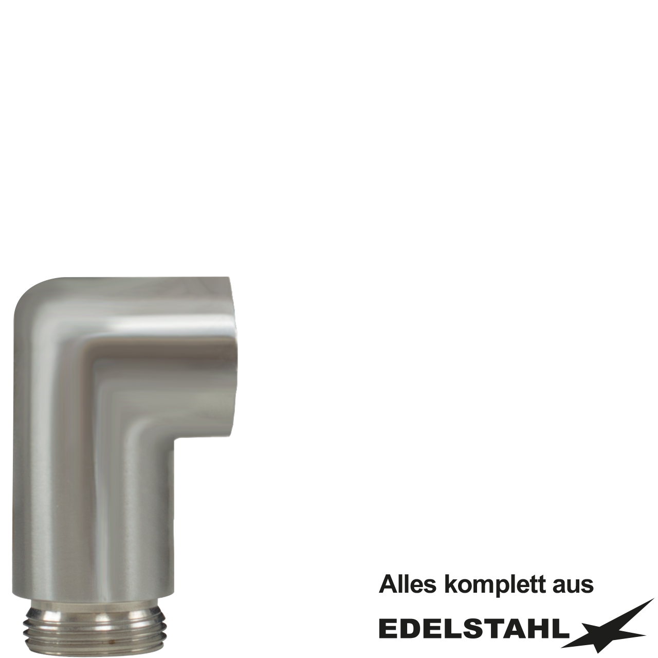 Brausekopf-Adapter 1/2" IG x 1/2" AG - 90° Edelstahl